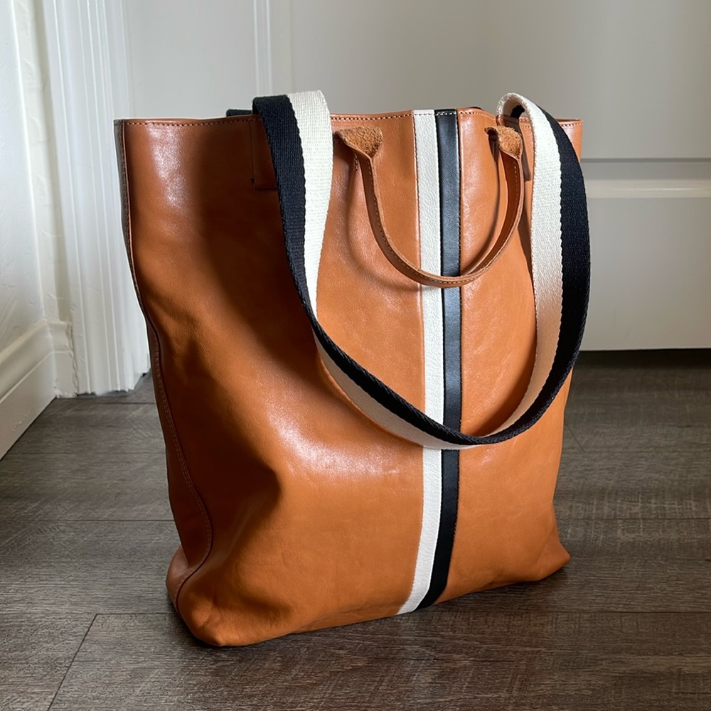 Clare V Annie tote bag rustic nappa inlay stripes
